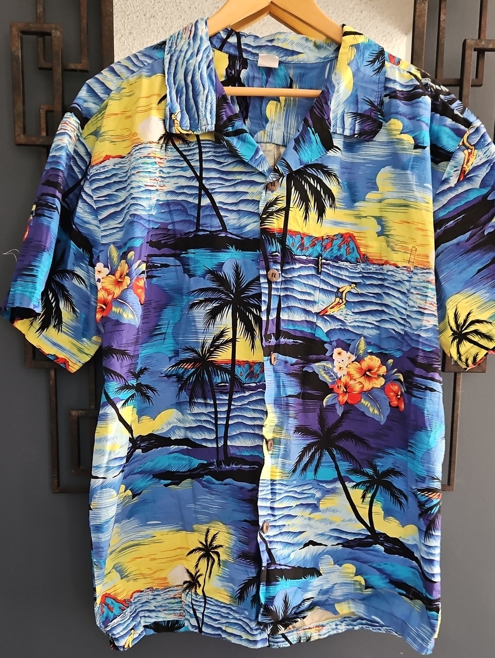 Vintage Hawaiian Men's Shirt Size XL Palmwave Hawaii Cotton